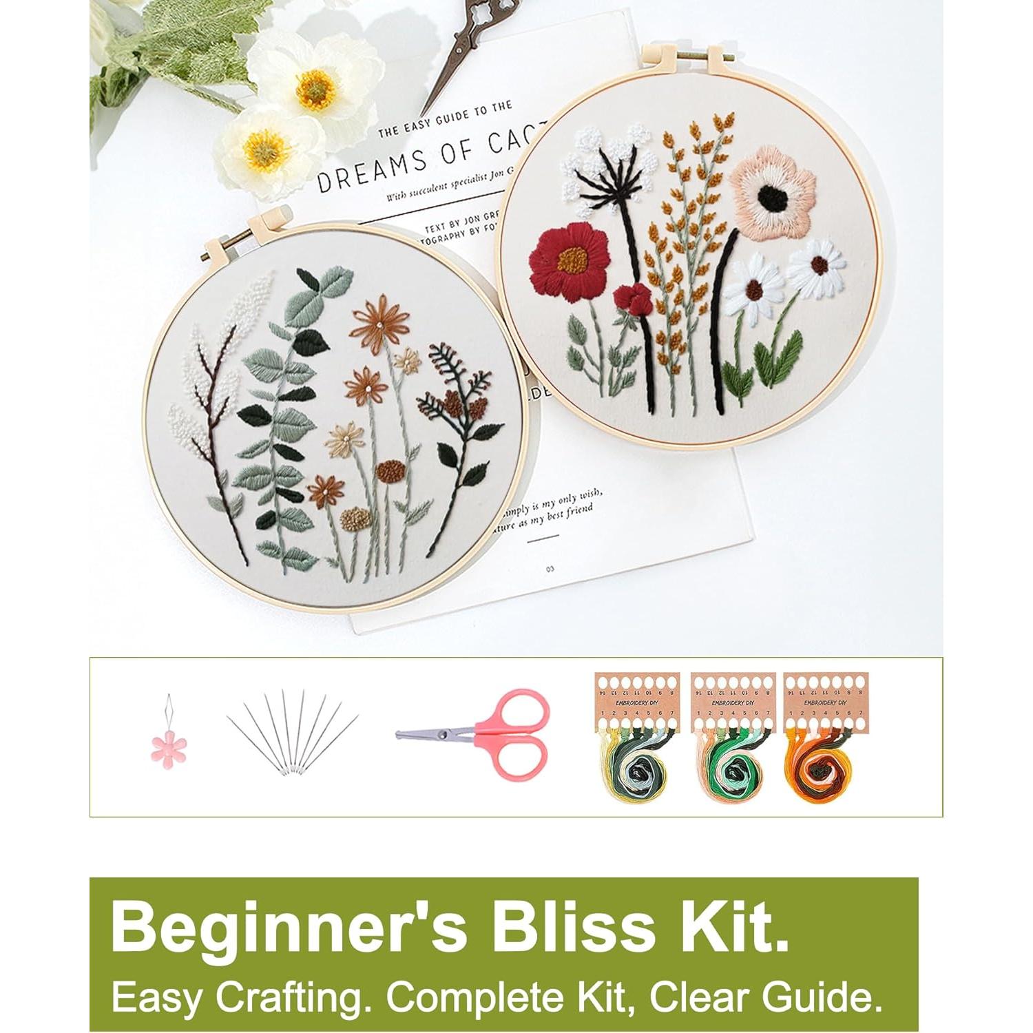 Kit de Bordado Santune 3 Sets Floral para Principiantes