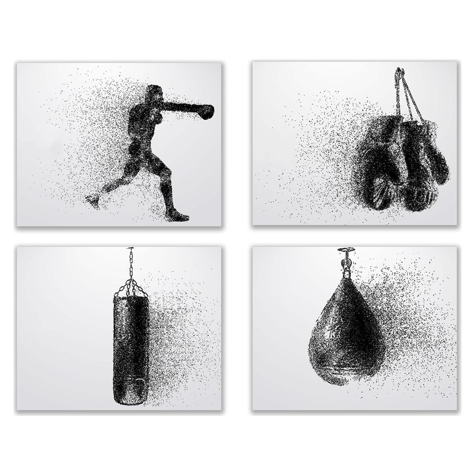 Set de 4 Pósters de Boxeo Summit Designs 20x25 cm Decoración