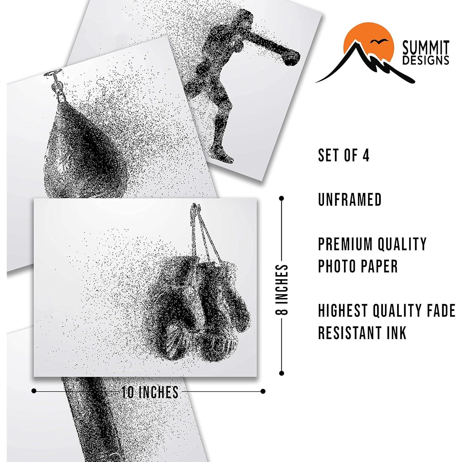 Set de 4 Pósters de Boxeo Summit Designs 20x25 cm Decoración