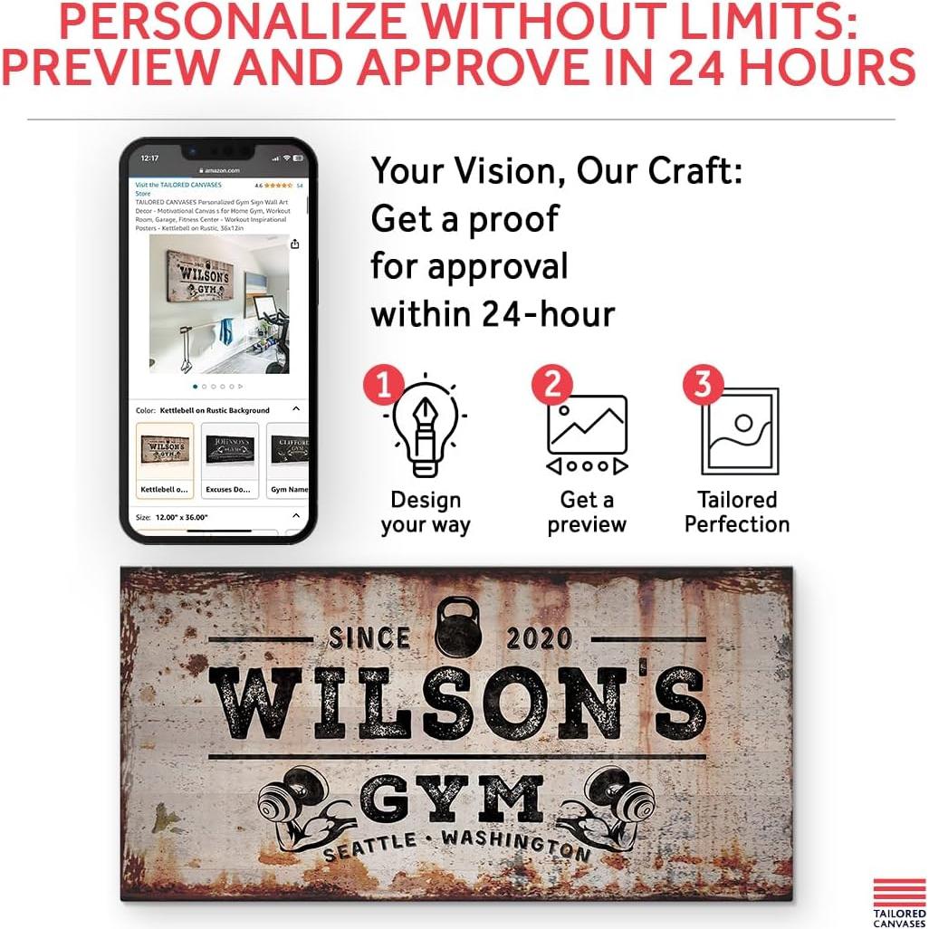 Cartel Decorativo de Gimnasio Personalizado - Lienzo Motivacional 50.8x25.4cm