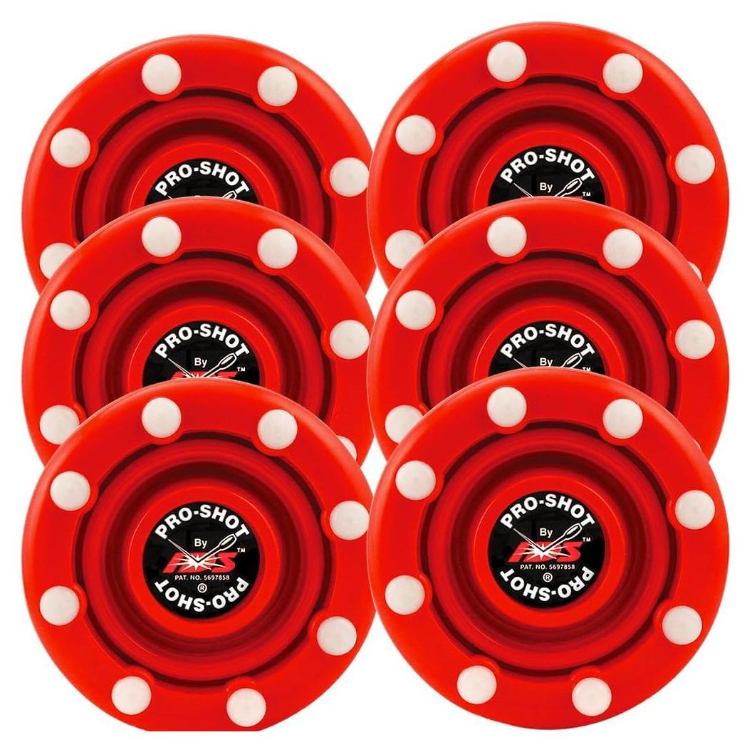 Discos de Hockey sobre Patines IDS Pro Shot - Paquete de 6 - Rojo