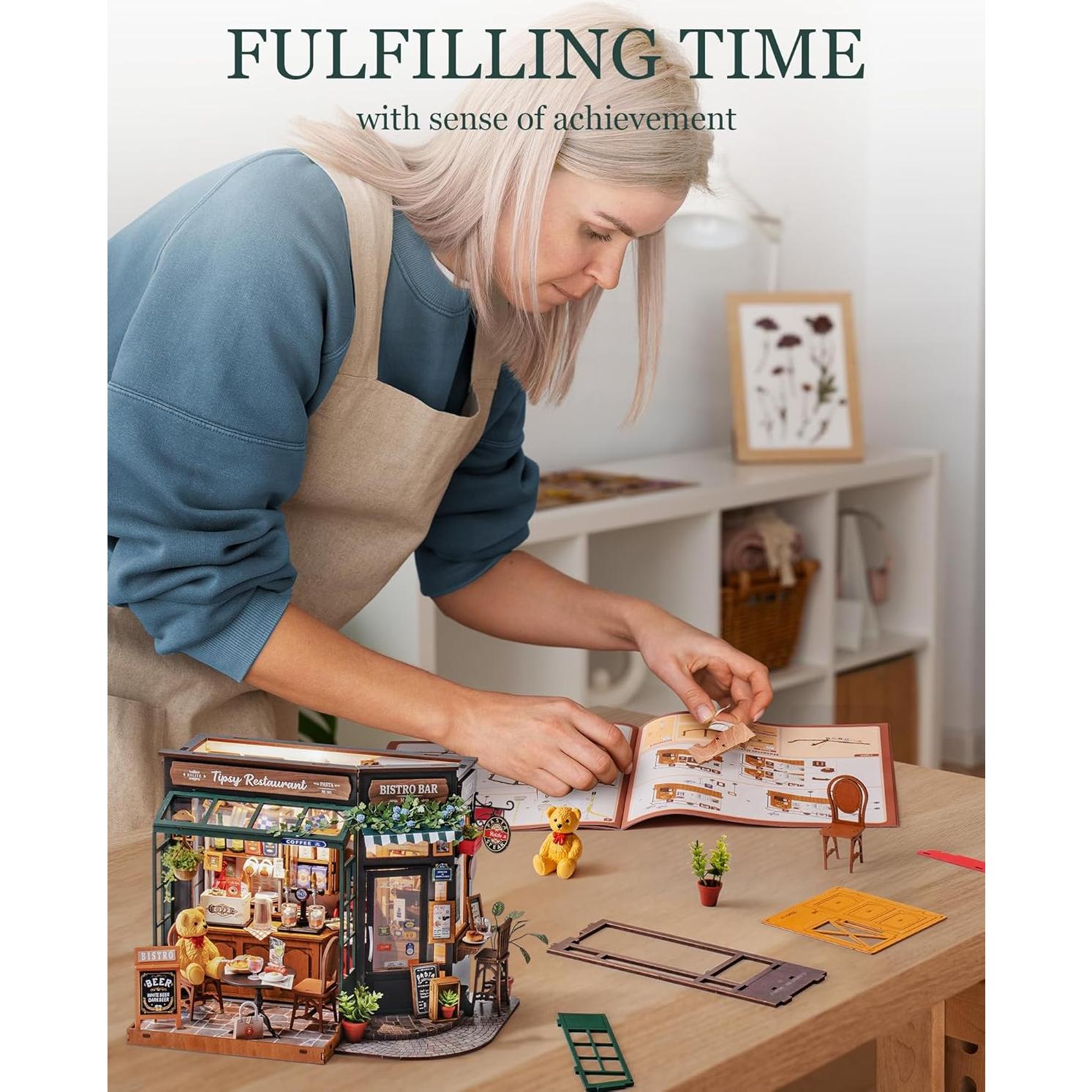 Rolife Kit Casa Miniatura DIY 1:18 Cafetería con LED