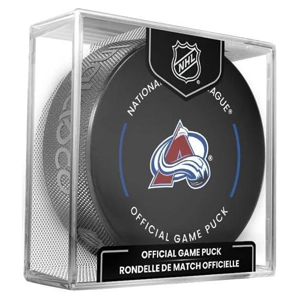 Puck de Hockey Oficial Avalanche con Soporte de Exhibición