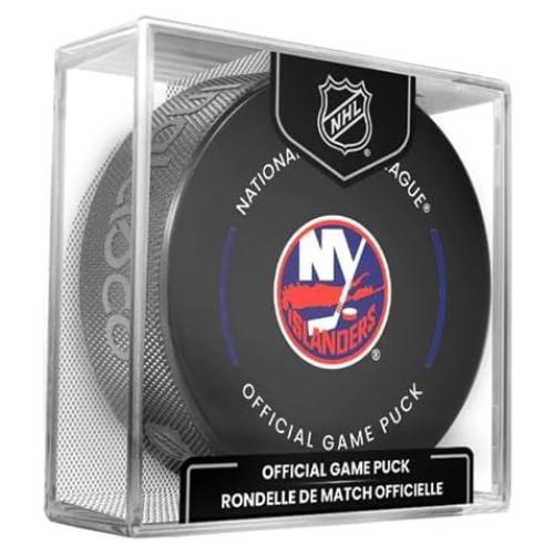 Puck de Hockey Oficial New York Islanders con Soporte