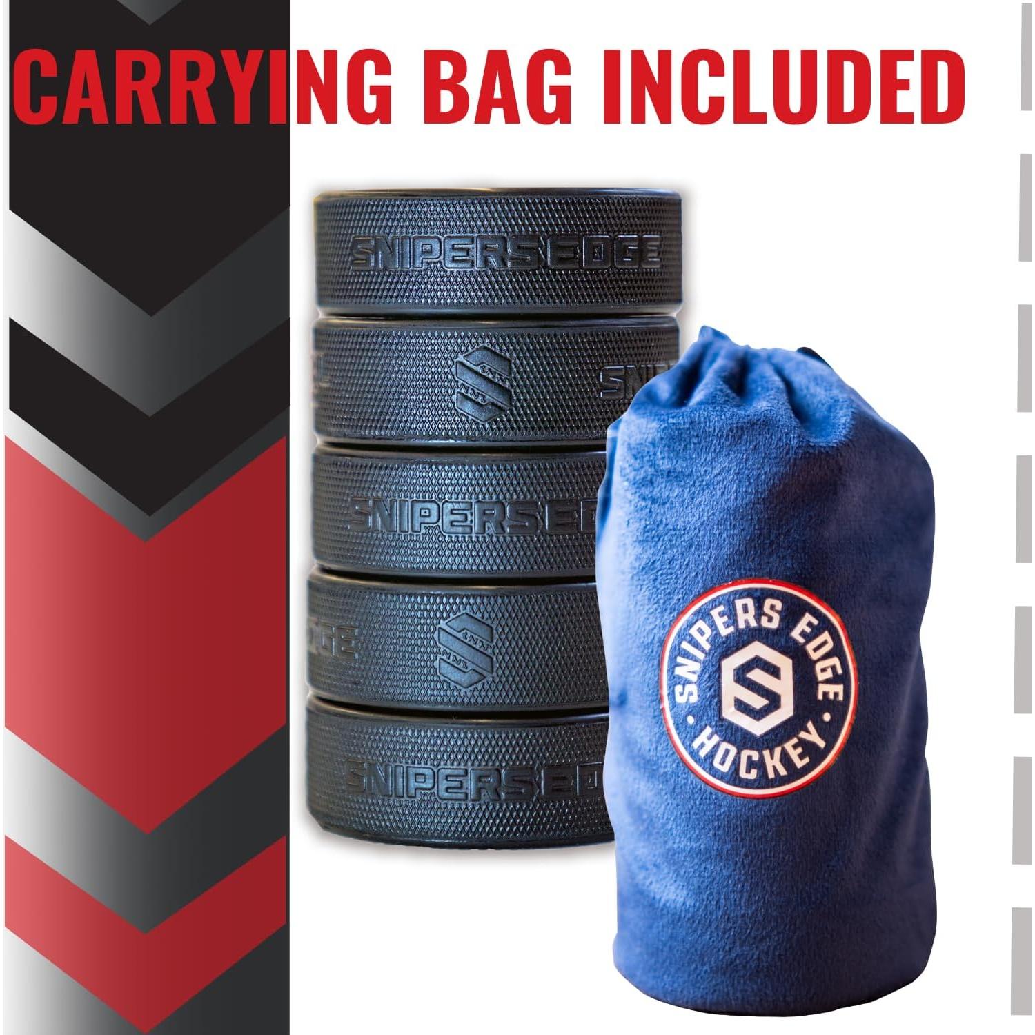 Paquete de 5 Pucks de Goma Negra Snipers Edge - Entrenamiento Hockey