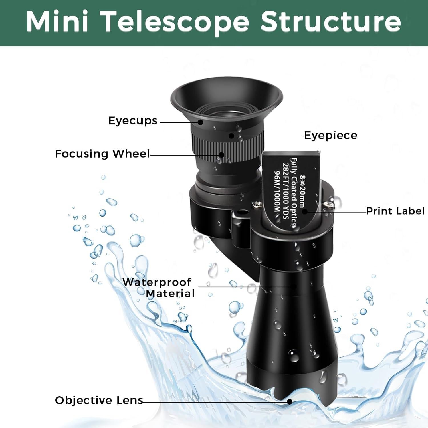 Telescopio Monocular LIUQIJIA 8x20 Compacto para Aves
