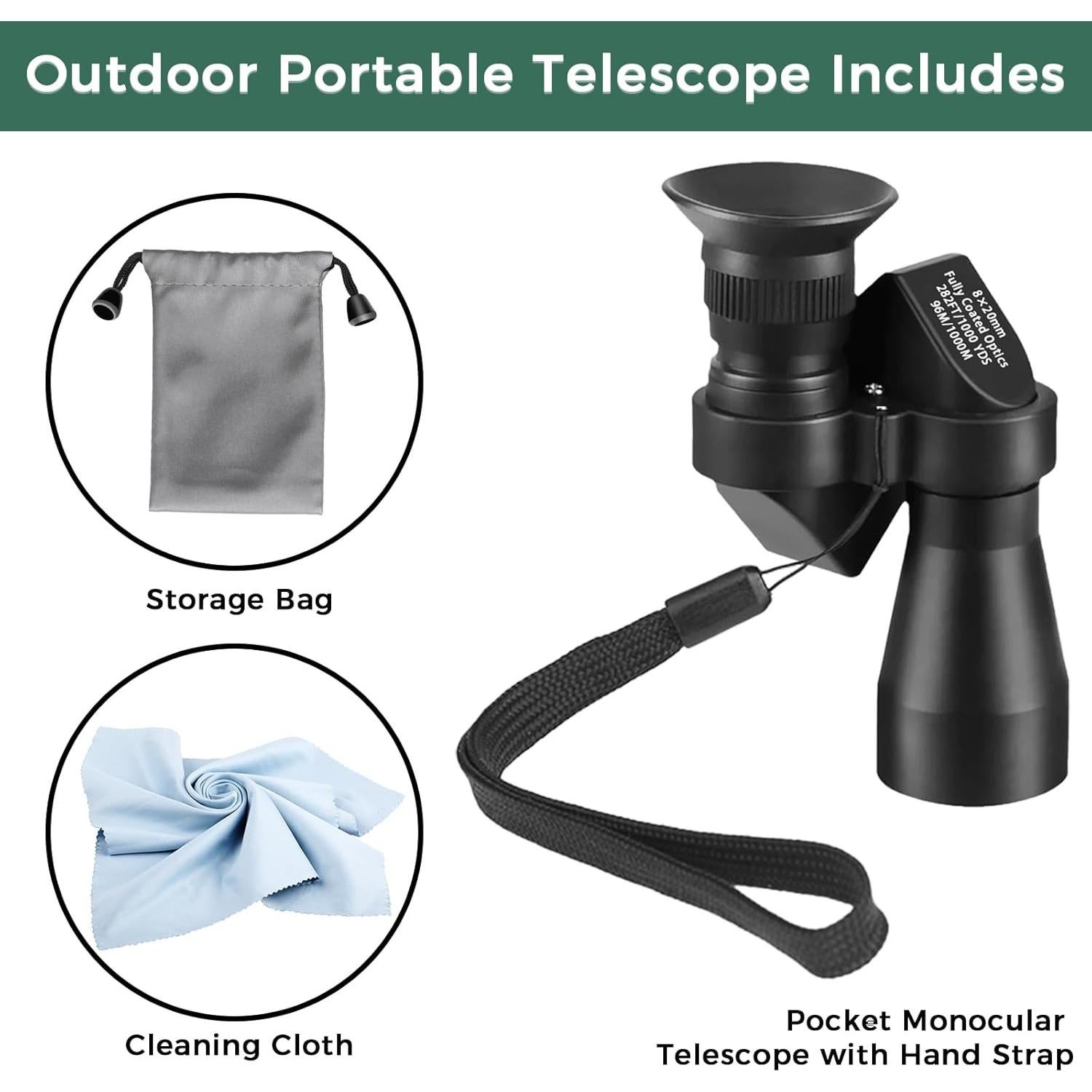 Telescopio Monocular LIUQIJIA 8x20 Compacto para Aves