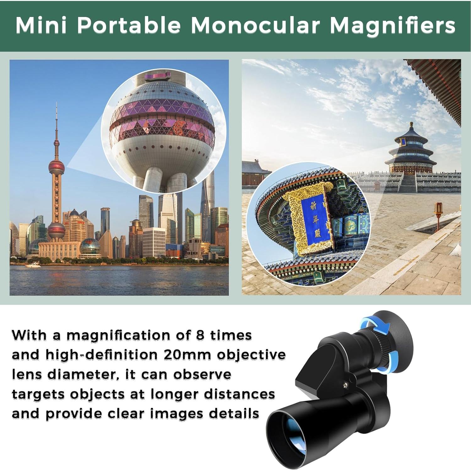 Telescopio Monocular LIUQIJIA 8x20 Compacto para Aves