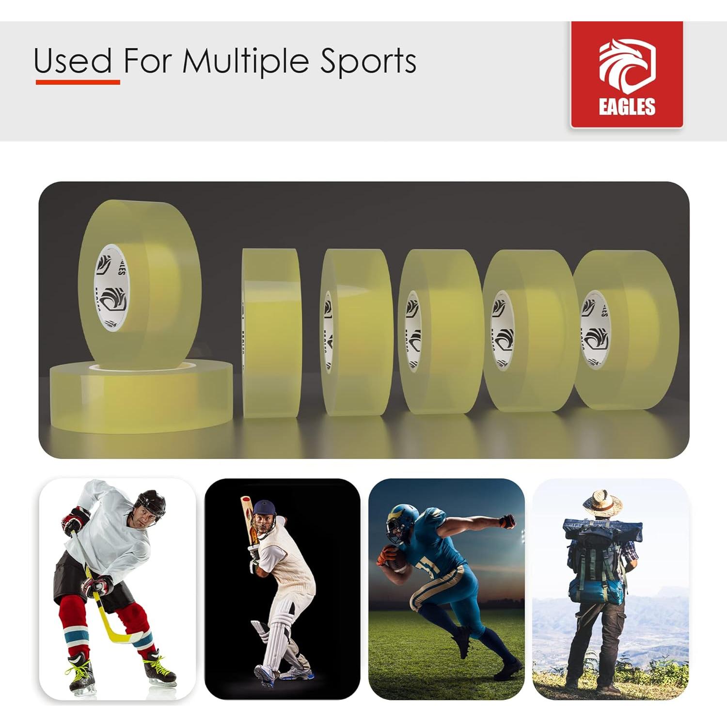 Cinta de Hockey EAGLES Bulk 6 Rollos Transparente 2.54 cm