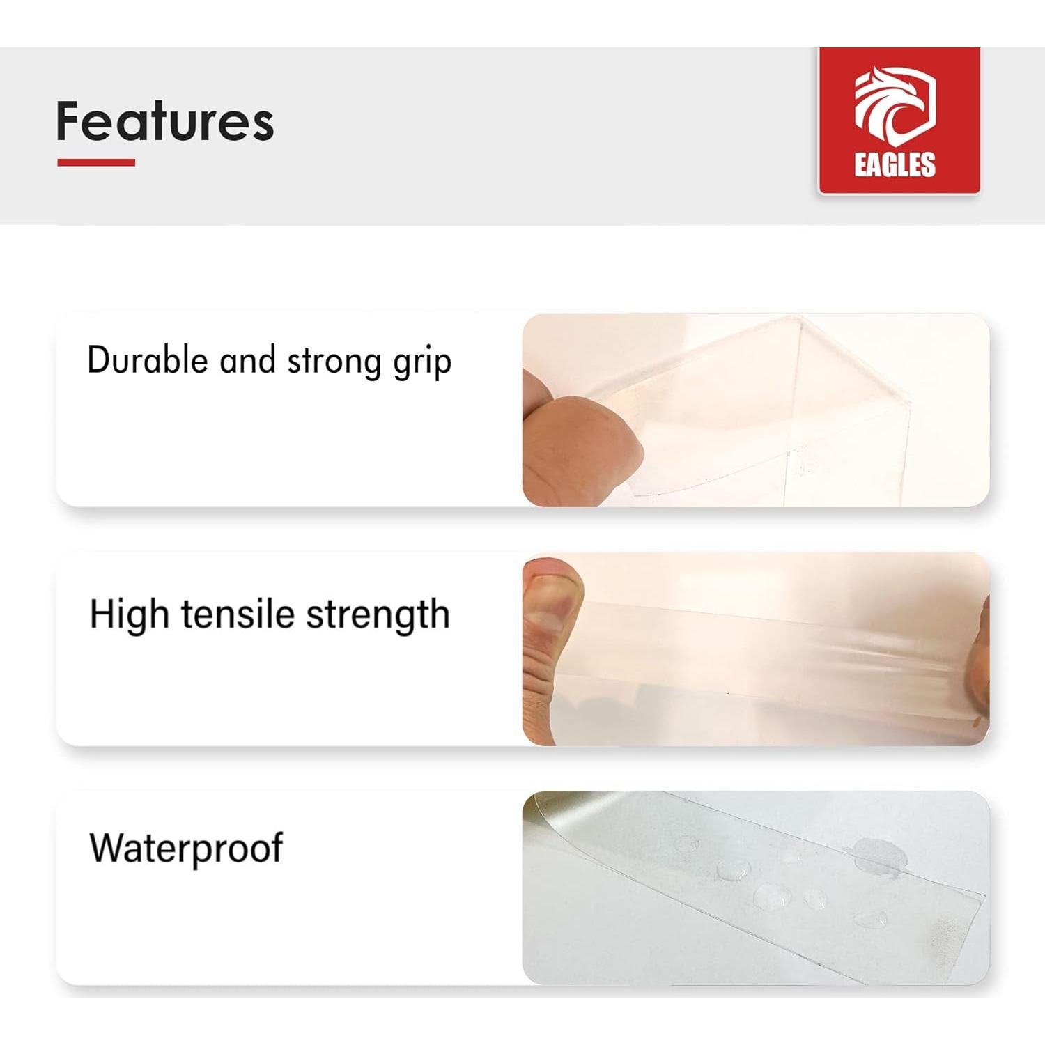 Cinta de Hockey EAGLES Bulk 6 Rollos Transparente 2.54 cm