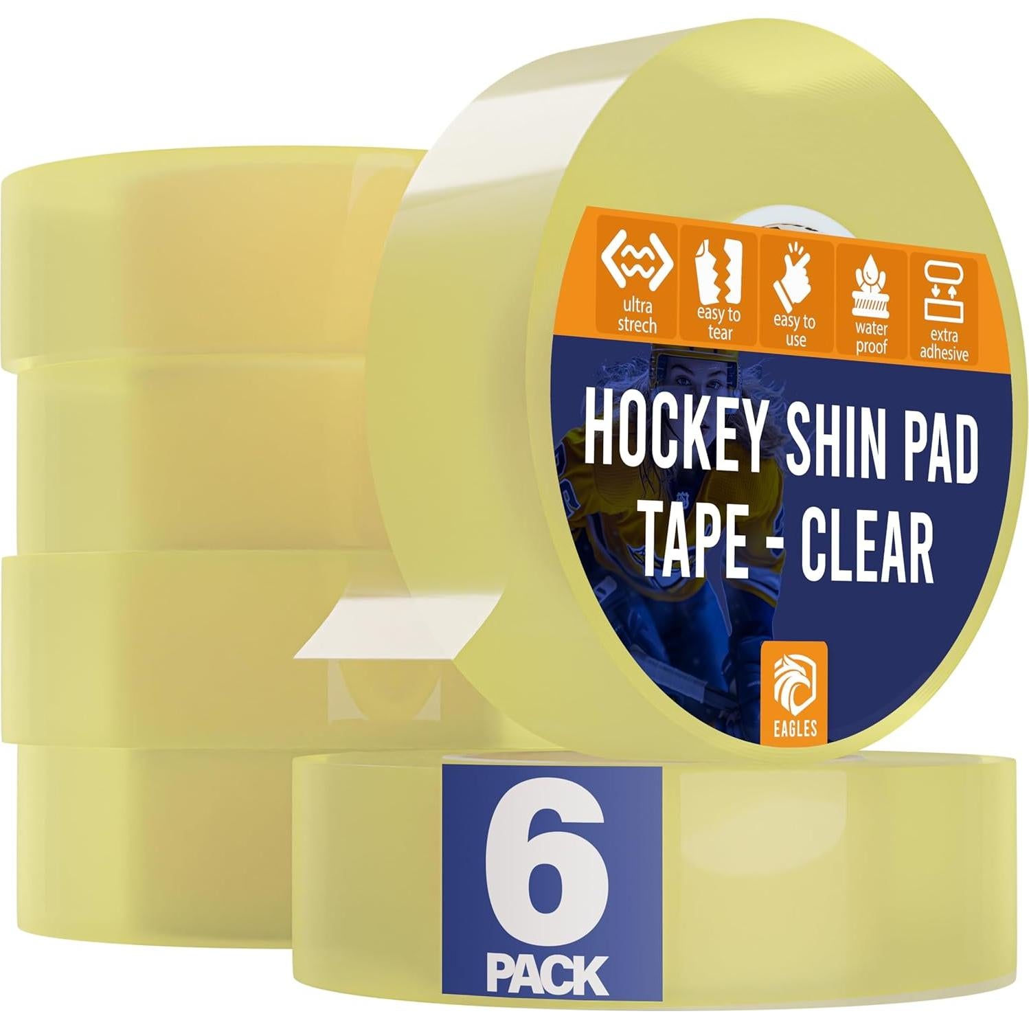 Cinta de Hockey EAGLES Bulk 6 Rollos Transparente 2.54 cm