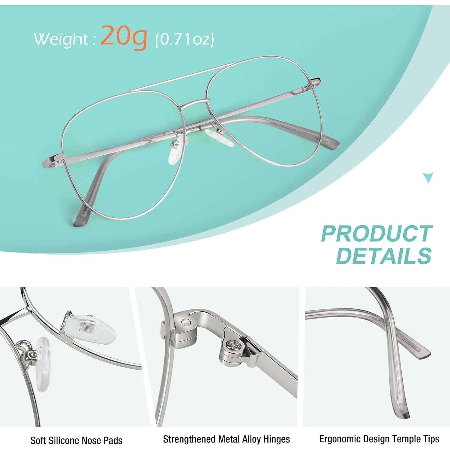 Gafas de Sol GQUEEN Estilo Piloto Plata UV400