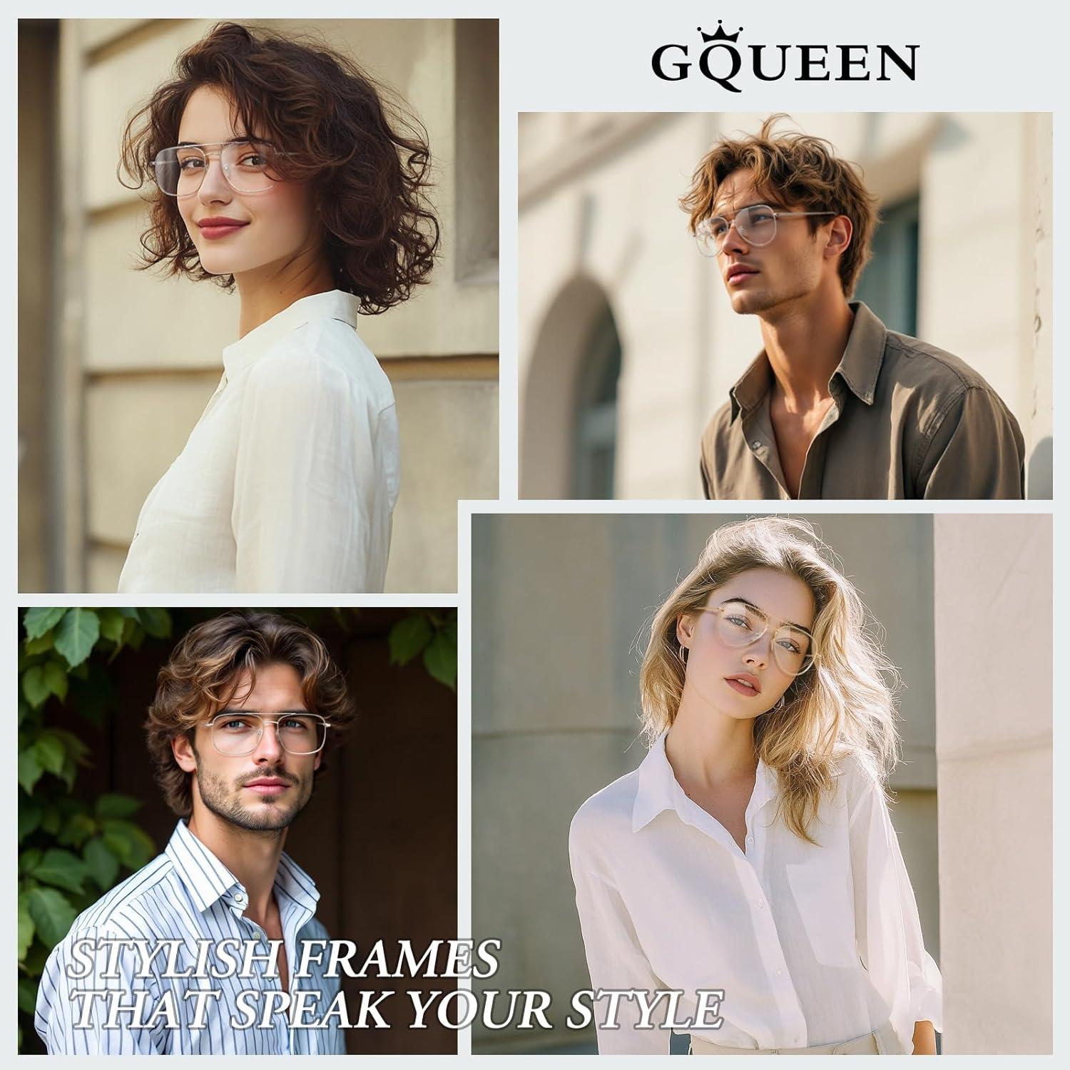 Gafas GQUEEN de Estilo Piloto con Lentes Claras UV400