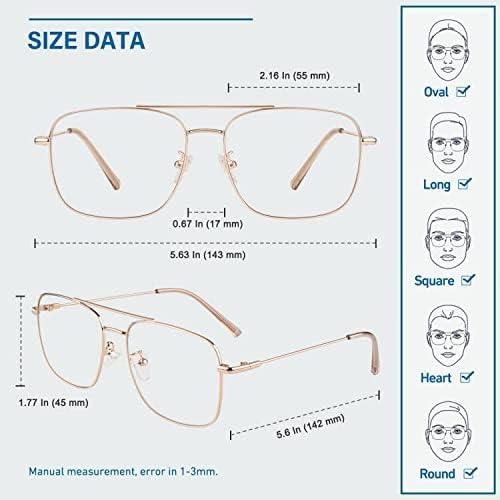 Gafas GQUEEN de Estilo Piloto con Lentes Claras UV400