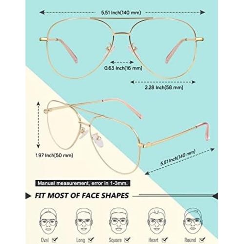 Gafas GQUEEN Estilo Piloto Doradas UV400 Lentes Claras