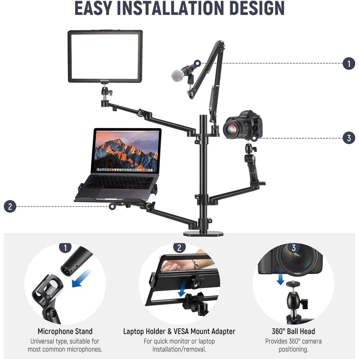 Soporte de Cámara NEEWER DS007 con Brazo de Boom 8kg