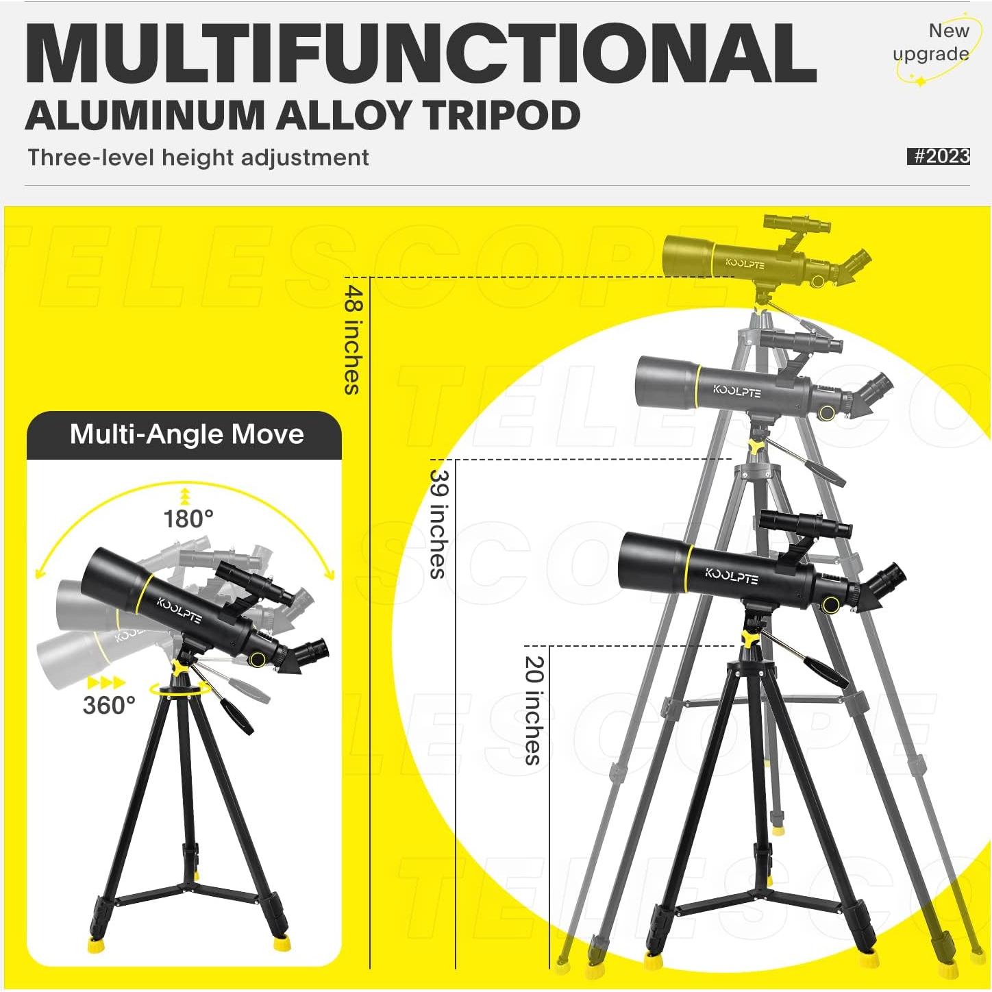 Telescopio Refractor Koolpte 70mm 400mm Portátil para Astronomía