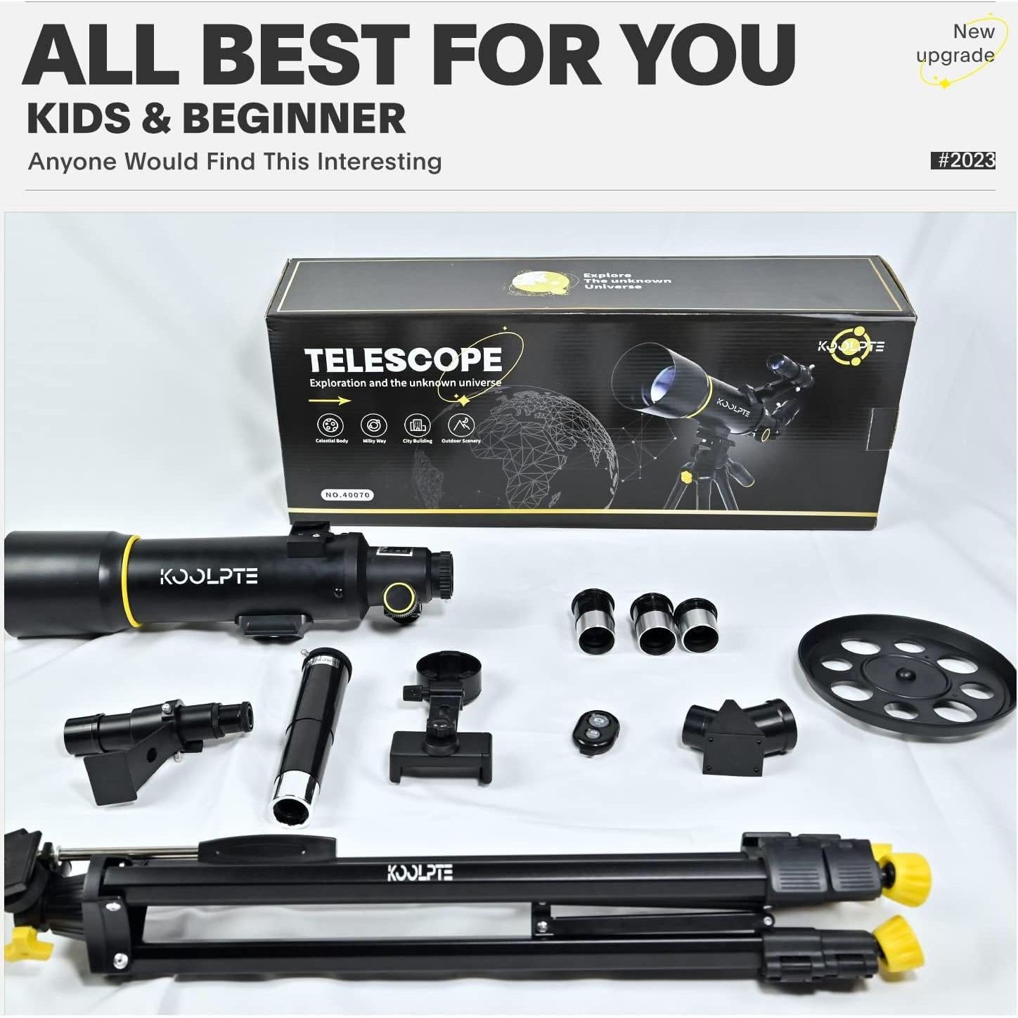 Telescopio Refractor Koolpte 70mm 400mm Portátil para Astronomía