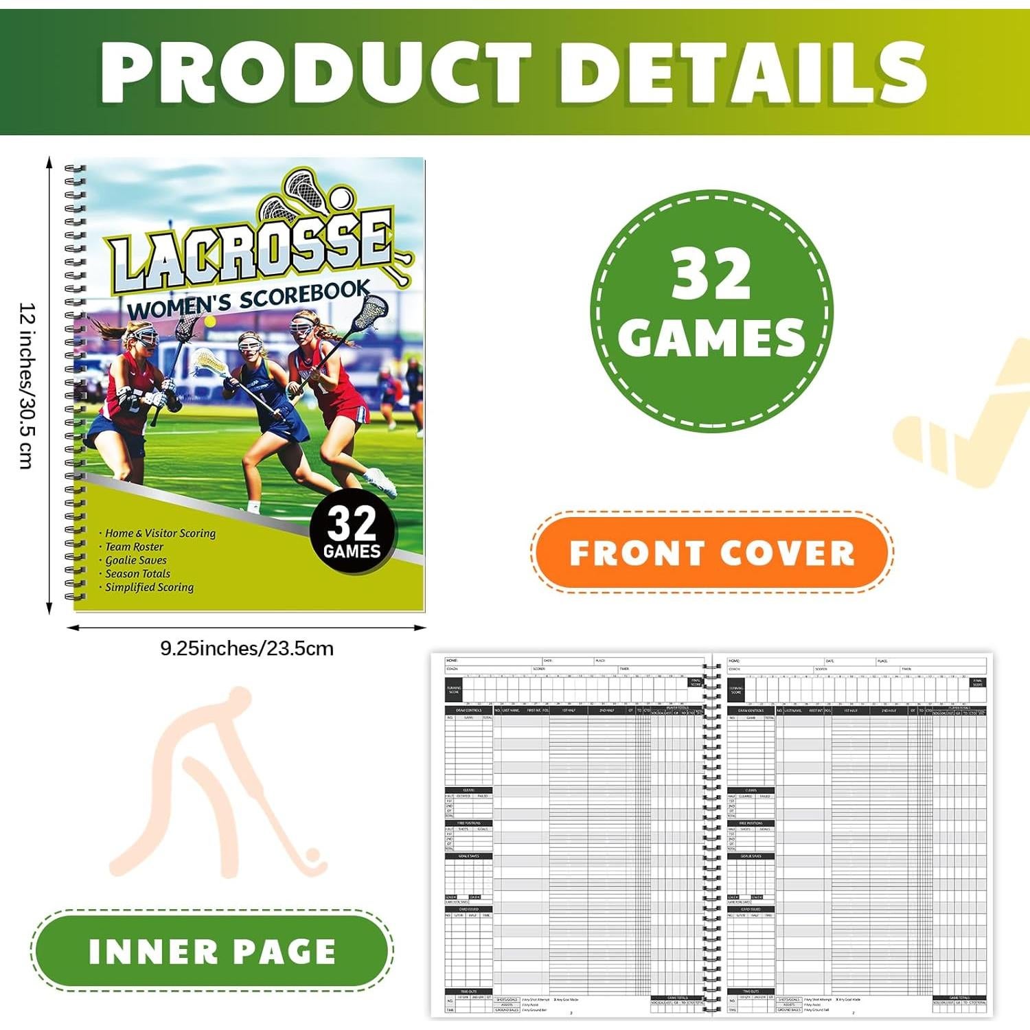 2 Libros de Puntuación de Lacrosse Affrolling 23.5x30.5 cm