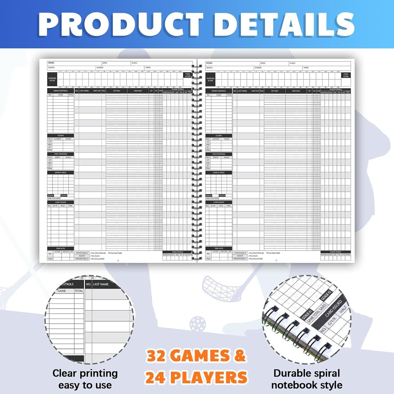 2 Libros de Puntuación de Lacrosse Affrolling 23.5x30.5 cm