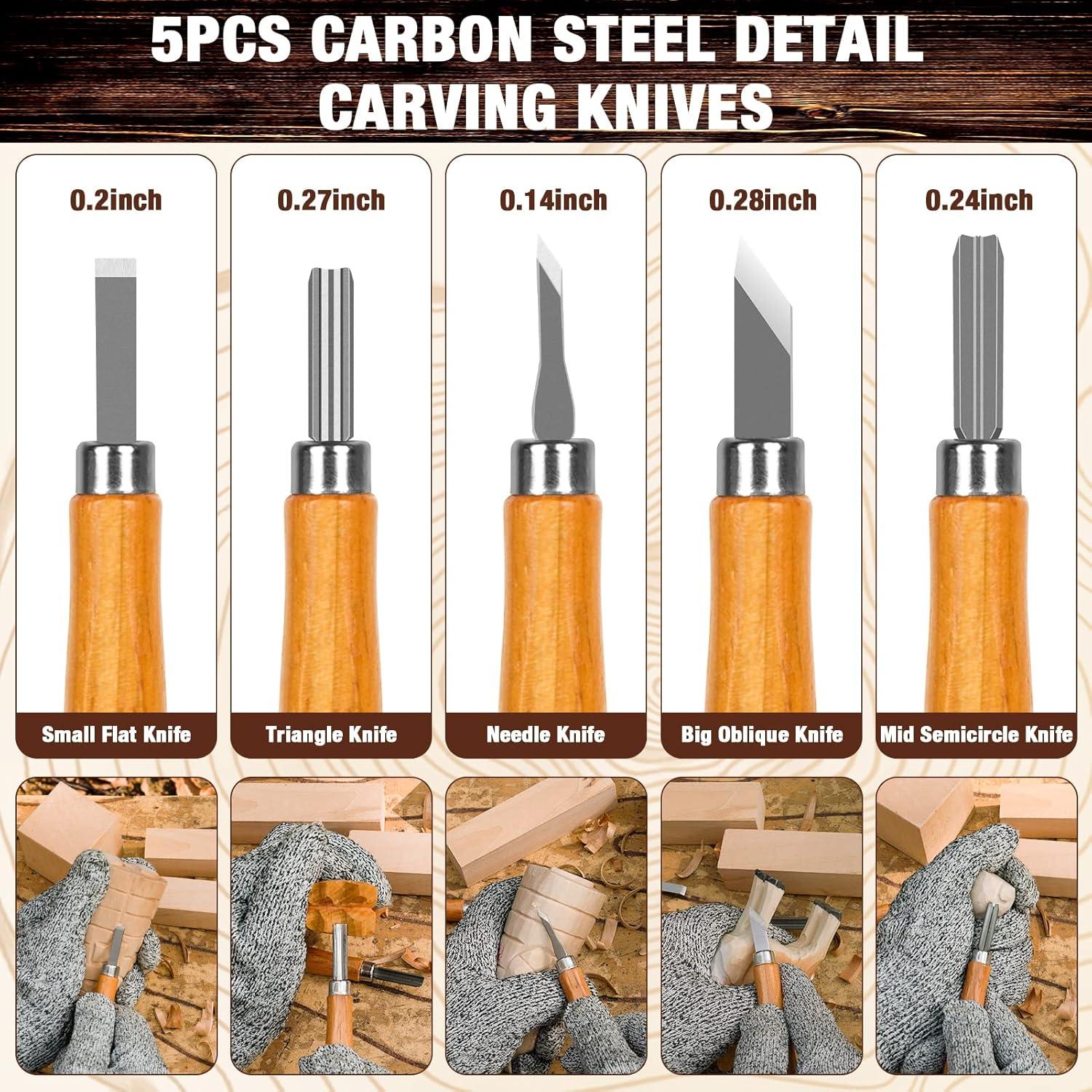 Kit de Tallado en Madera K KERNOWO 23 Piezas con Guantes