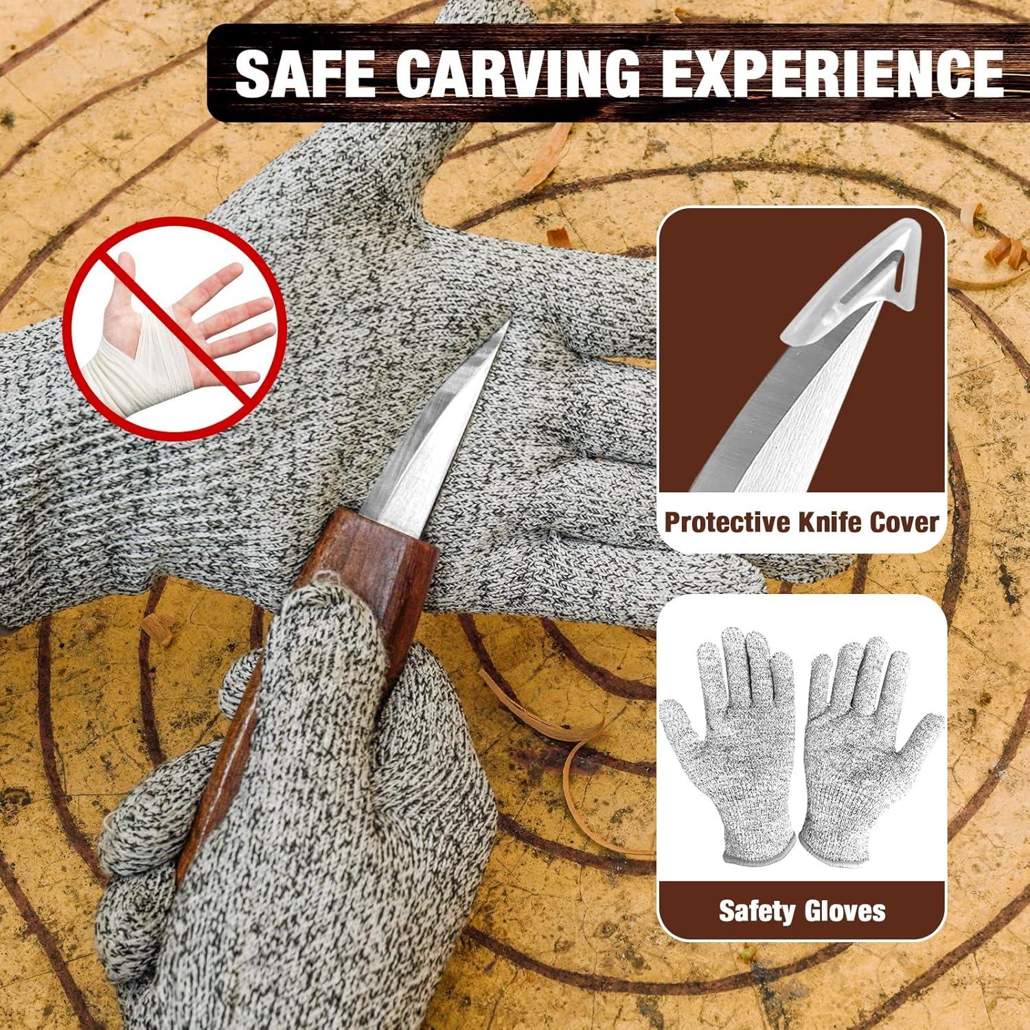 Kit de Tallado en Madera K KERNOWO 23 Piezas con Guantes