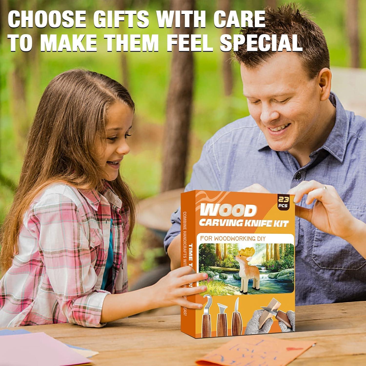 Kit de Tallado en Madera K KERNOWO 23 Piezas con Guantes