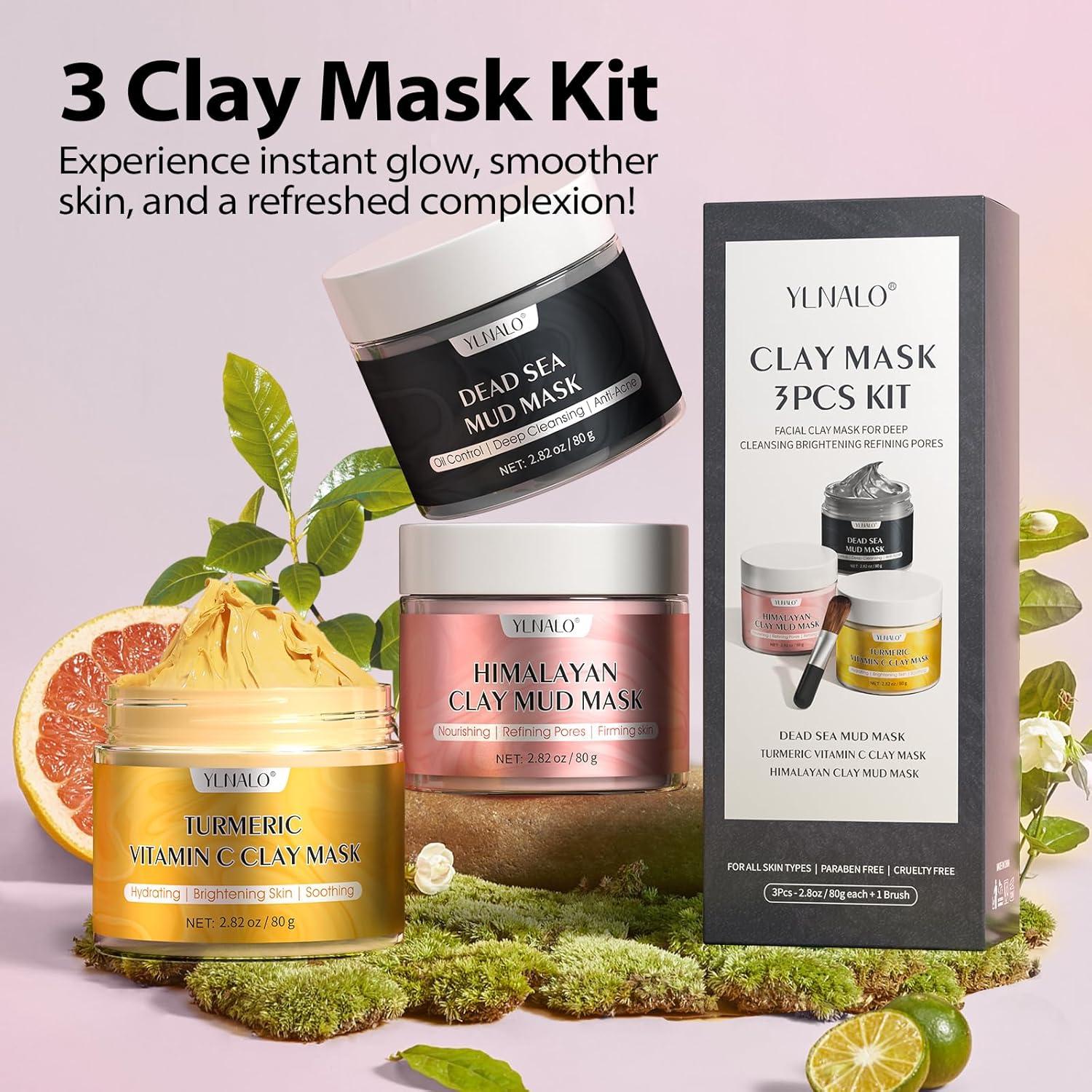 Juego de 3 Mascarillas Faciales YLNALO - Arcilla y Cúrcuma