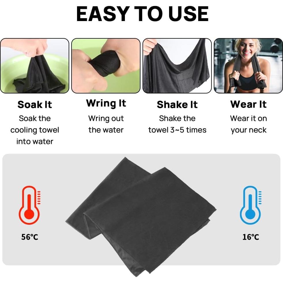 Toalla Enfriadora JBM 101.6x30.5 cm Microfibra Negra