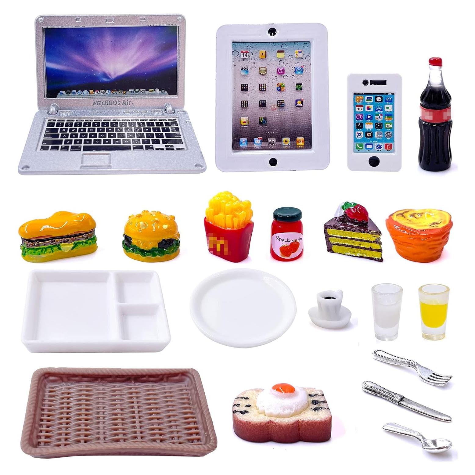 20 Piezas Mini Juguetes de Comida y Tecnología para Muñecas