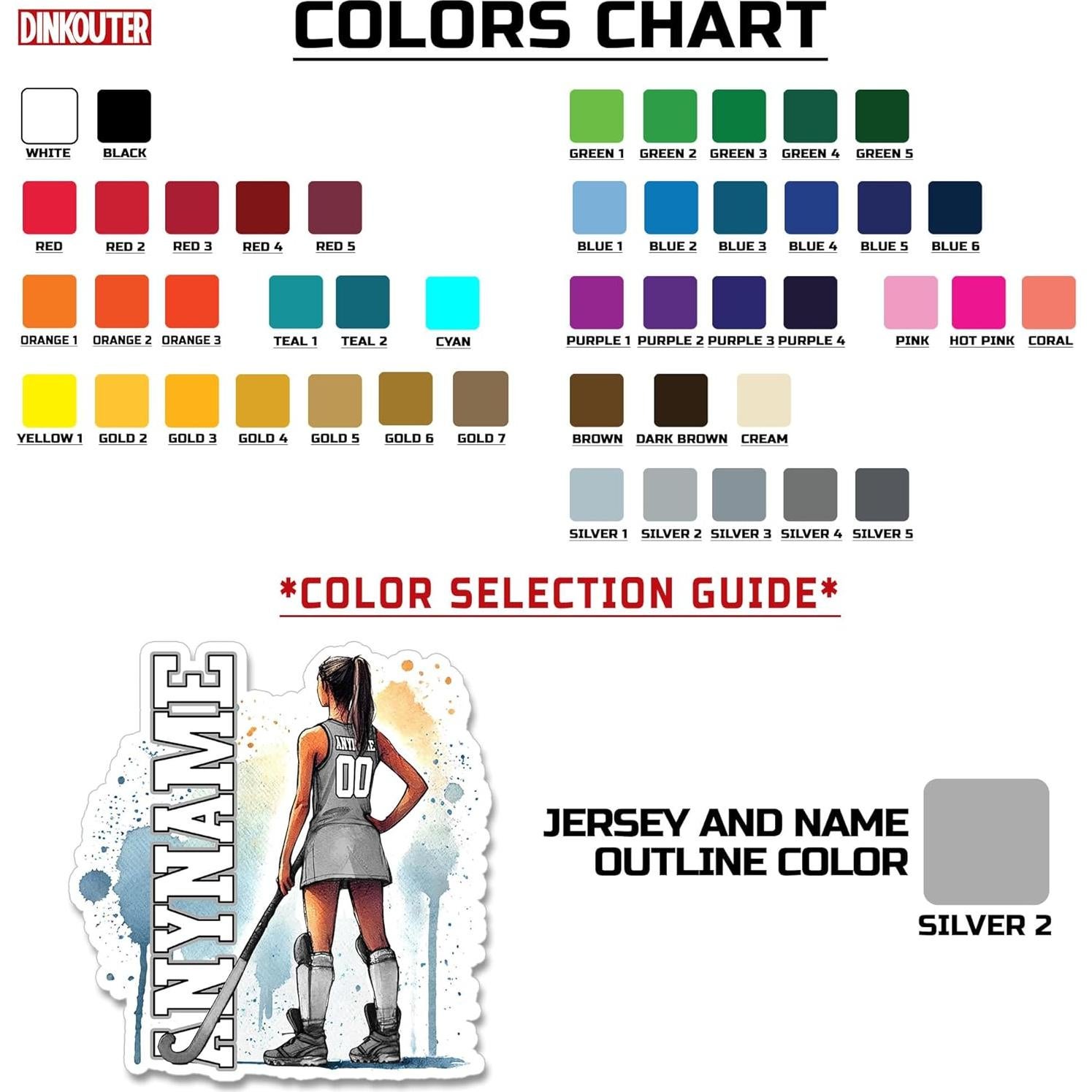 Pegatina Personalizada DINKOUTER para Hockey - Vinilo Impermeable