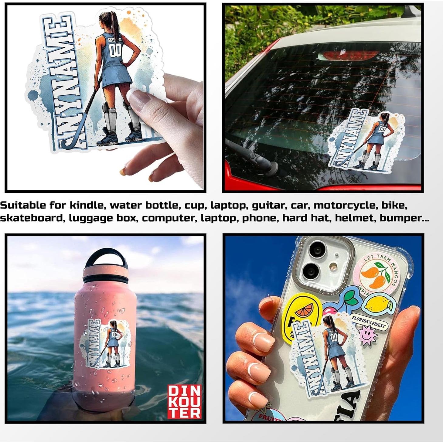 Pegatina Personalizada DINKOUTER para Hockey - Vinilo Impermeable