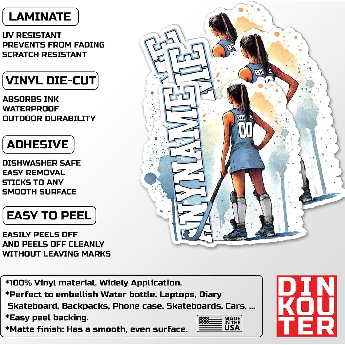 Pegatina Personalizada DINKOUTER para Hockey - Vinilo Impermeable
