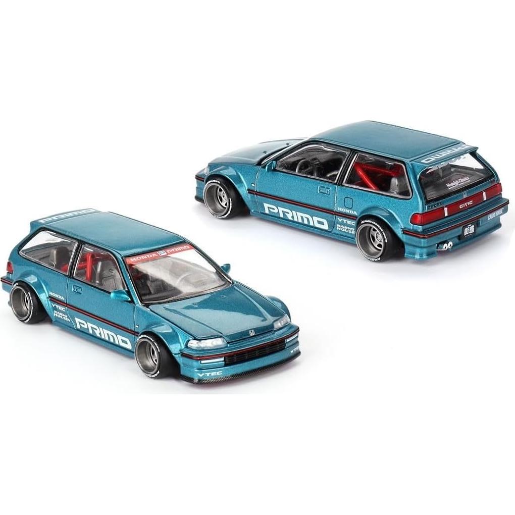 Miniatura Coche Diecast Honda Civic Kaido Works V1 Verde 1/64