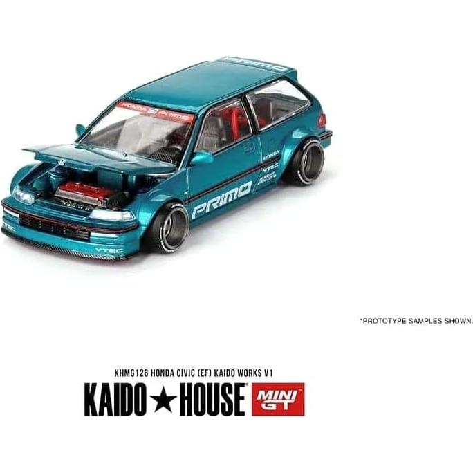 Miniatura Coche Diecast Honda Civic Kaido Works V1 Verde 1/64