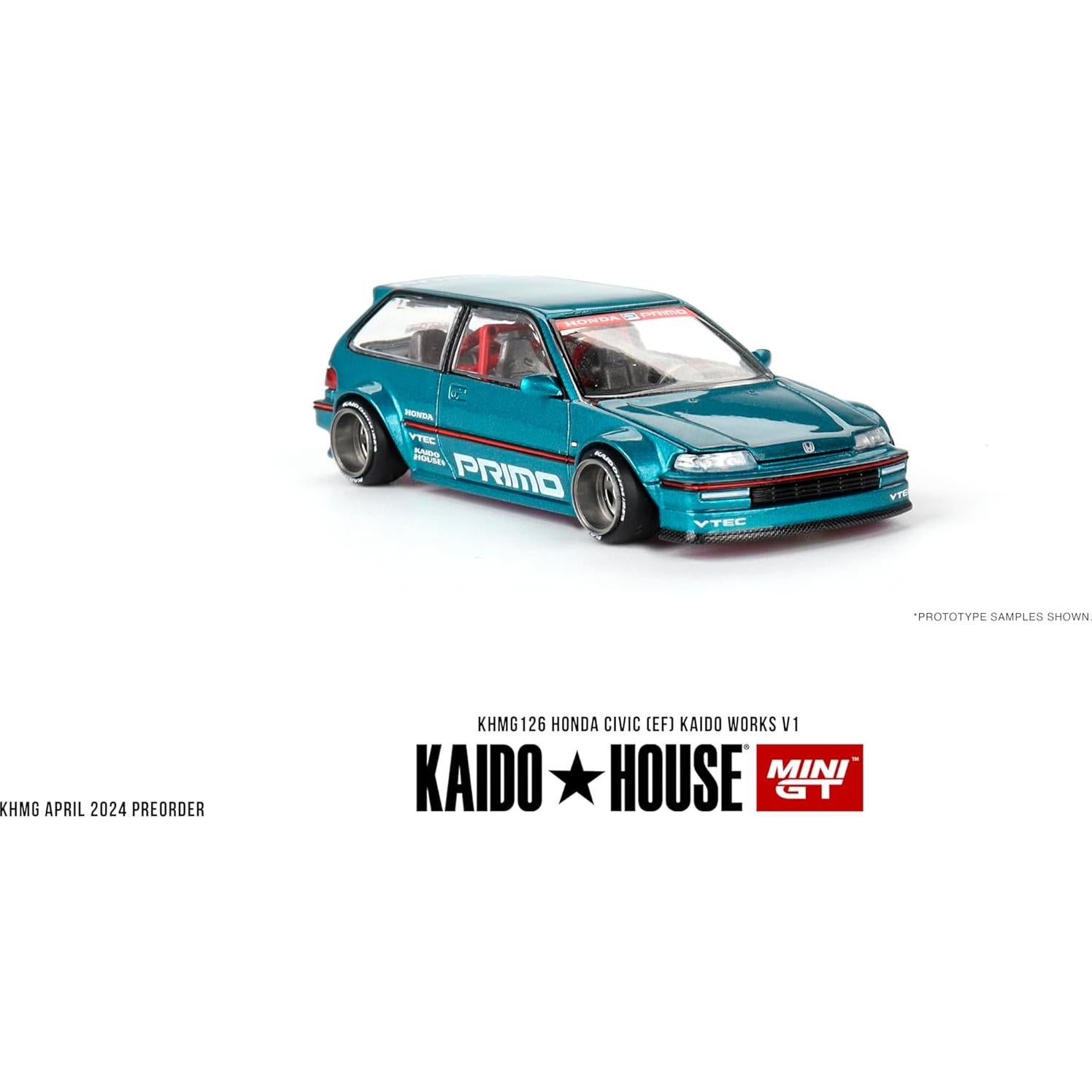 Miniatura Coche Diecast Honda Civic Kaido Works V1 Verde 1/64