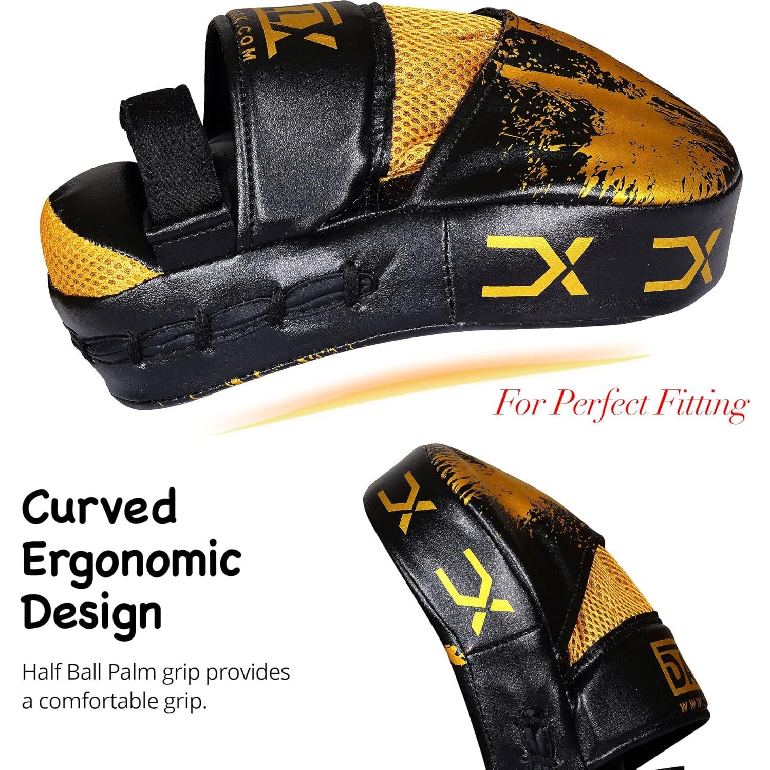 Guantes de Boxeo DALLX Focus Pad Curvados Oro para MMA