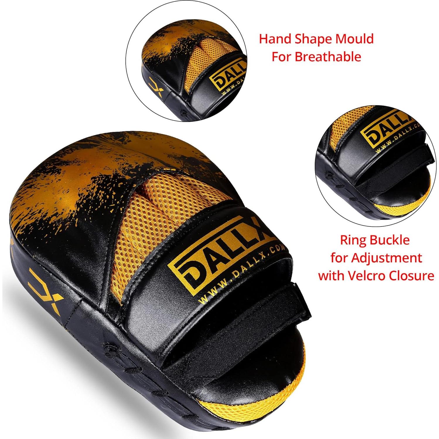 Guantes de Boxeo DALLX Focus Pad Curvados Oro para MMA