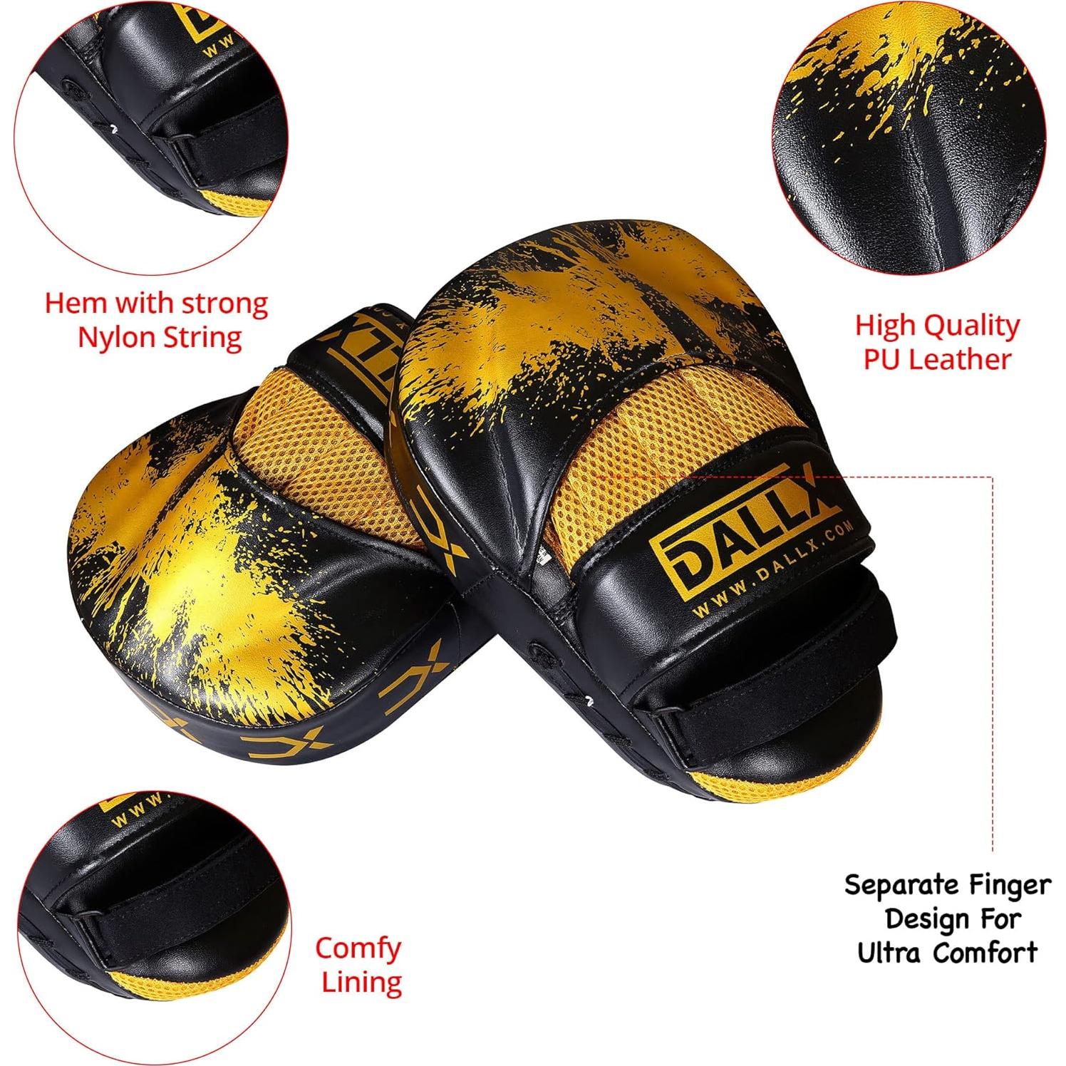 Guantes de Boxeo DALLX Focus Pad Curvados Oro para MMA