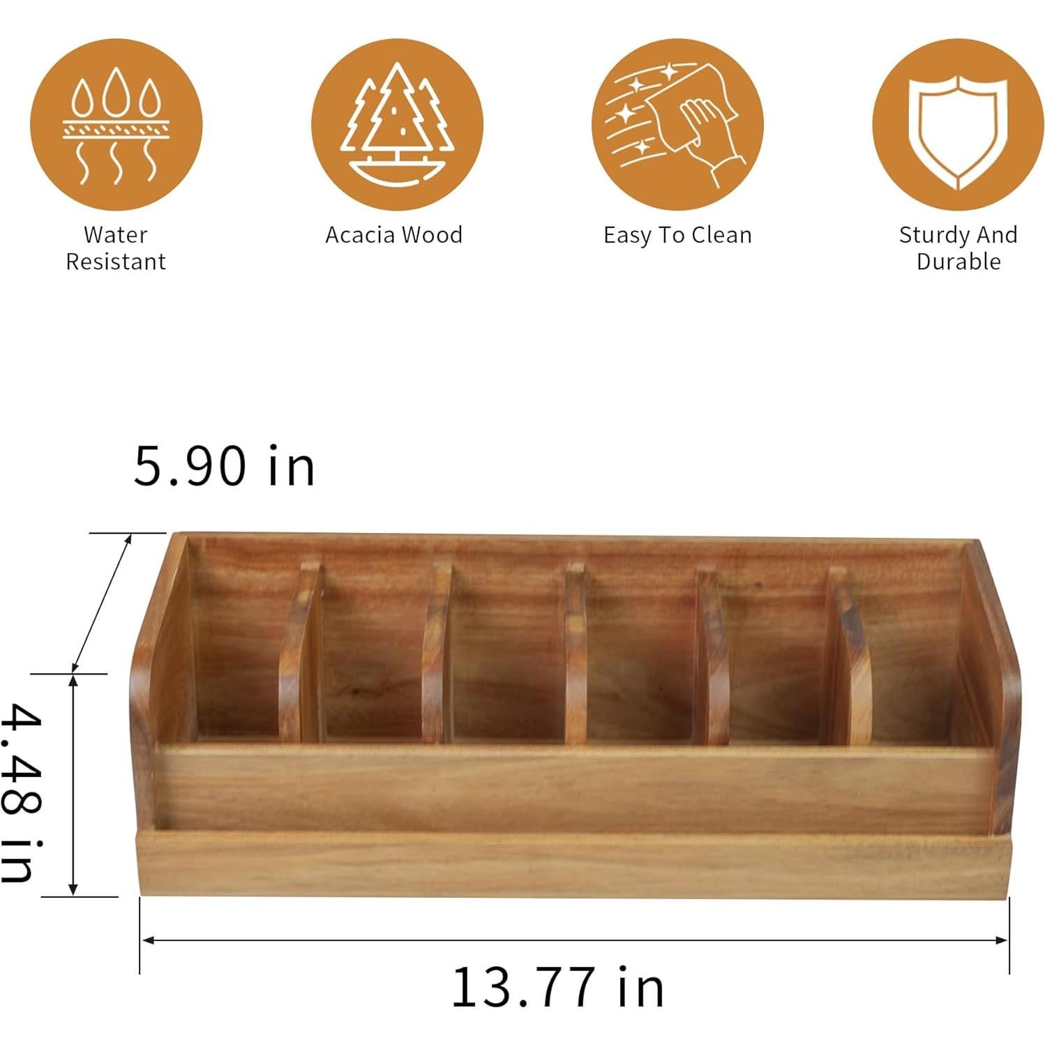 Caja Organizadora de Cinturones MinBoo de Madera de Acacia 6 Compartimentos