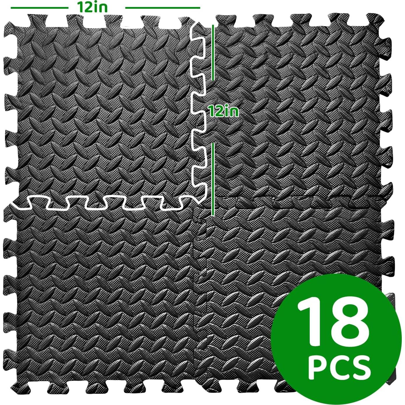 Mats de Espuma Interconectables YSHUFJOI 18 Piezas 12mm Negro