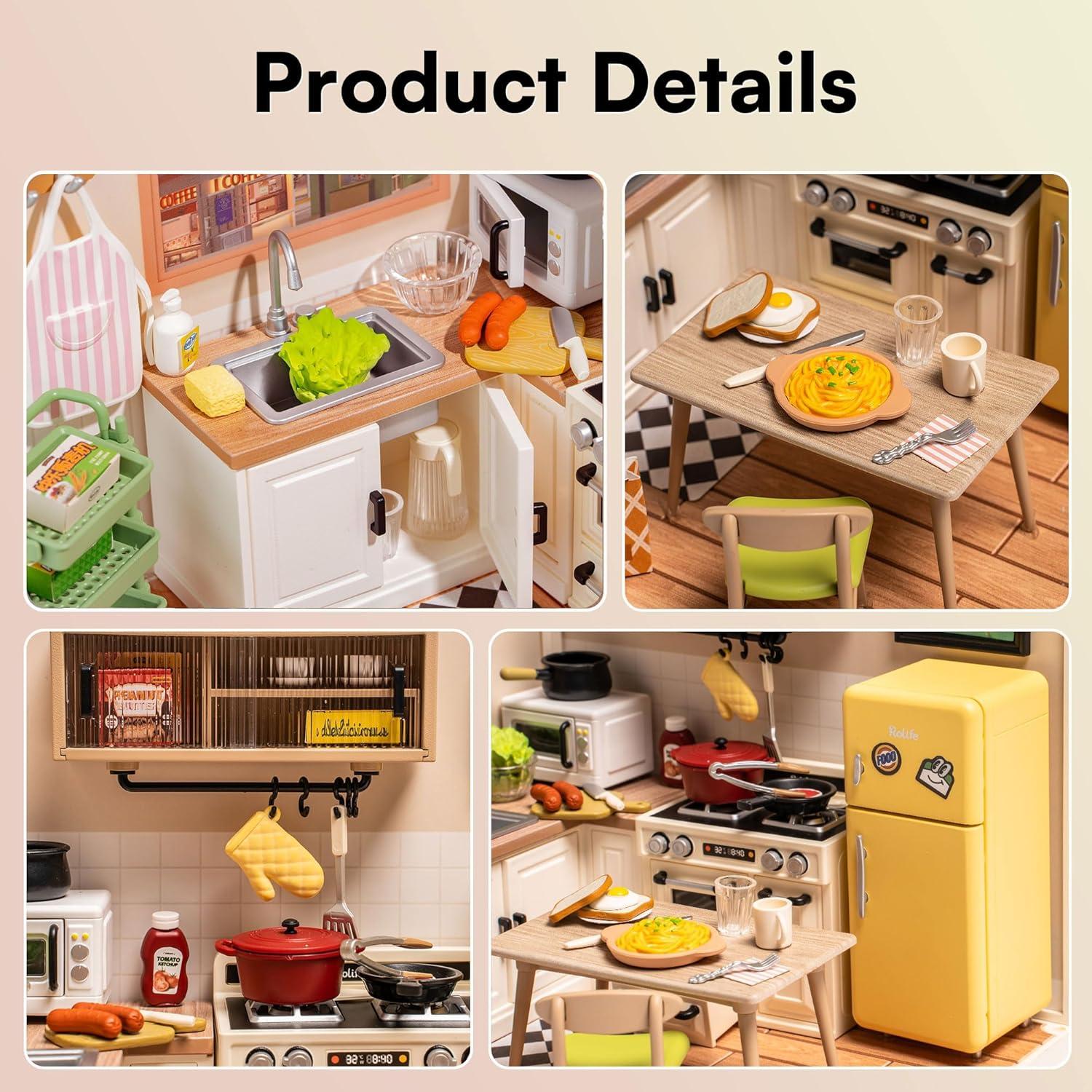 Rolife Kit de Construcción Miniatura Cocina LED 16.3x18cm