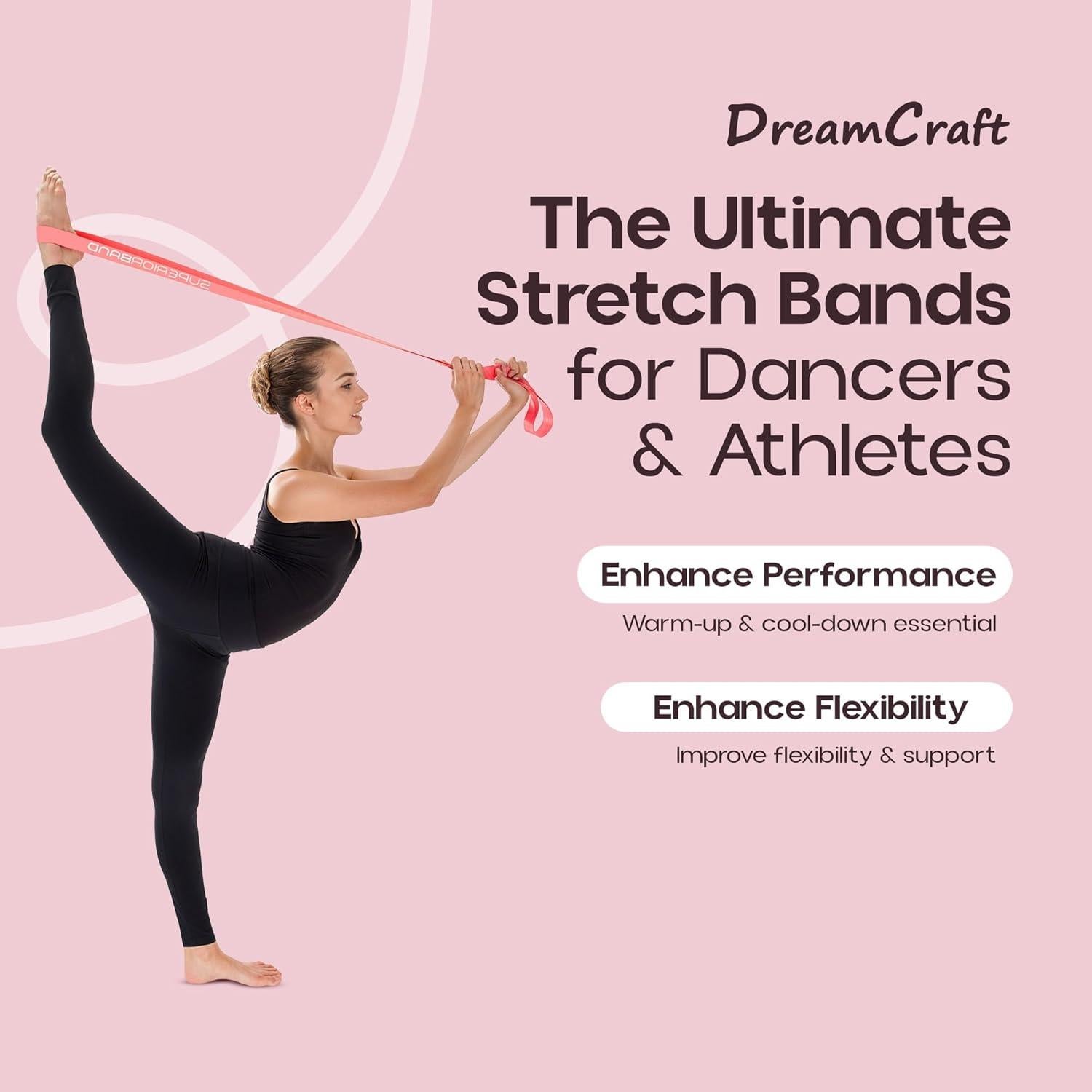 Banda de Estiramiento de Ballet DreamCraft - Rosa, 114.3 cm