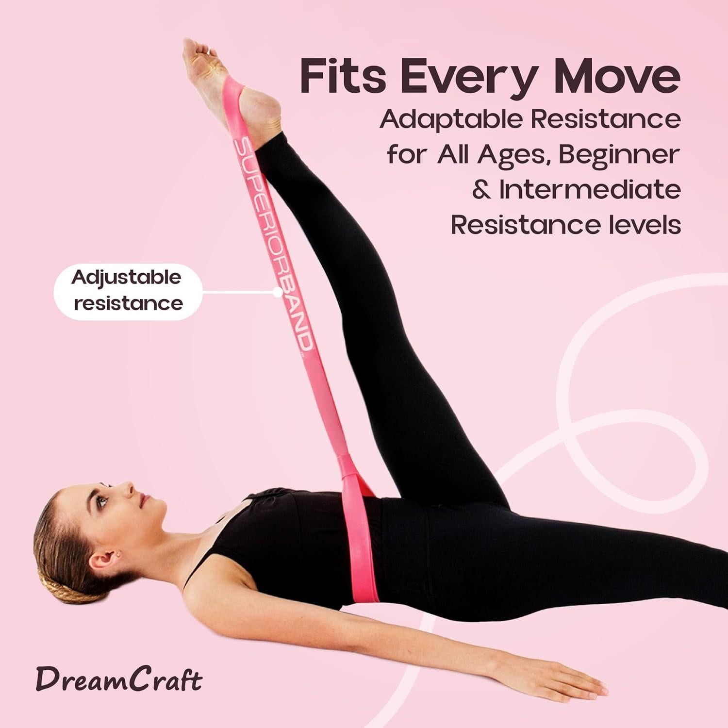 Banda de Estiramiento de Ballet DreamCraft - Rosa, 114.3 cm