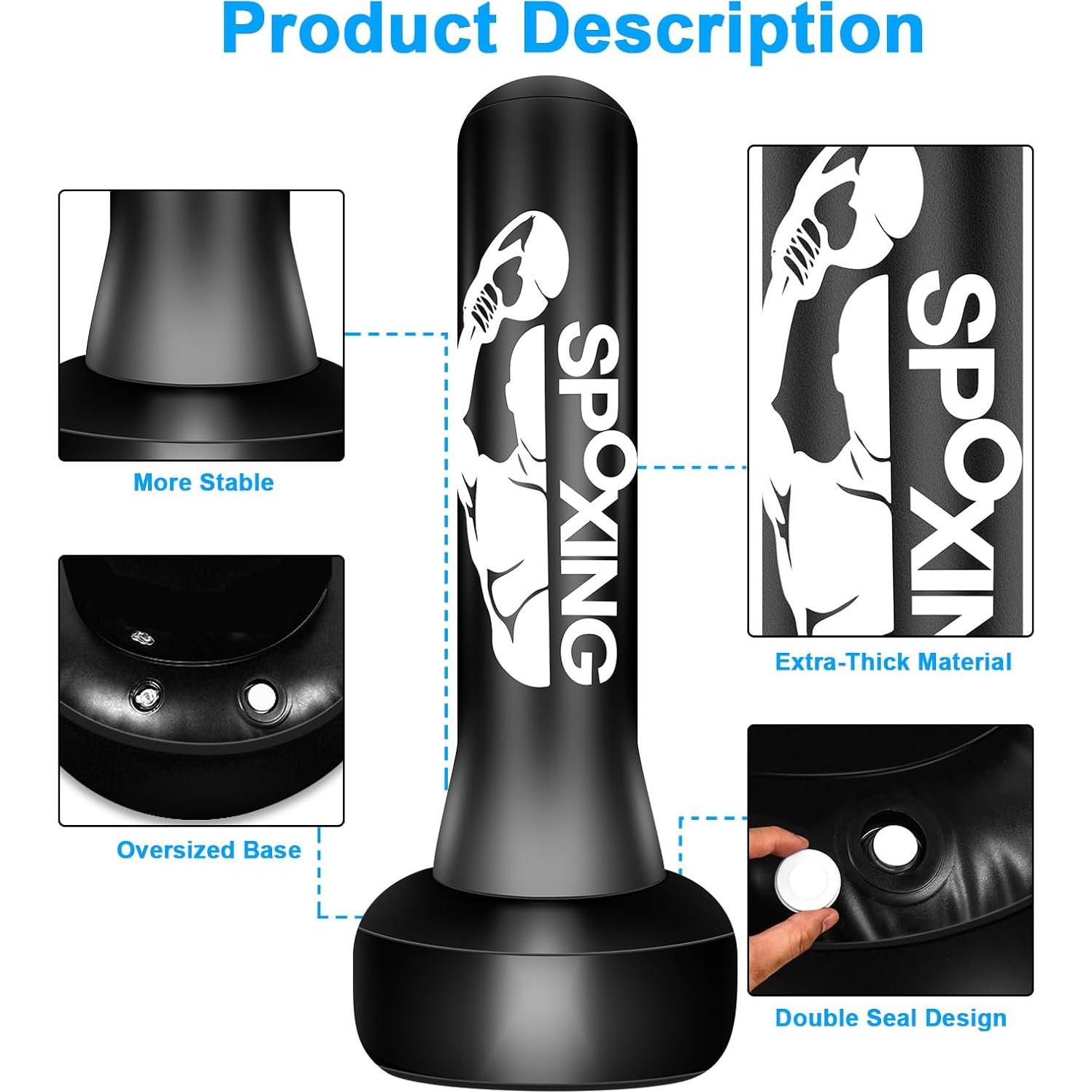 Saco de Boxeo de Pie SPOXING 175 cm con Guantes y Bomba