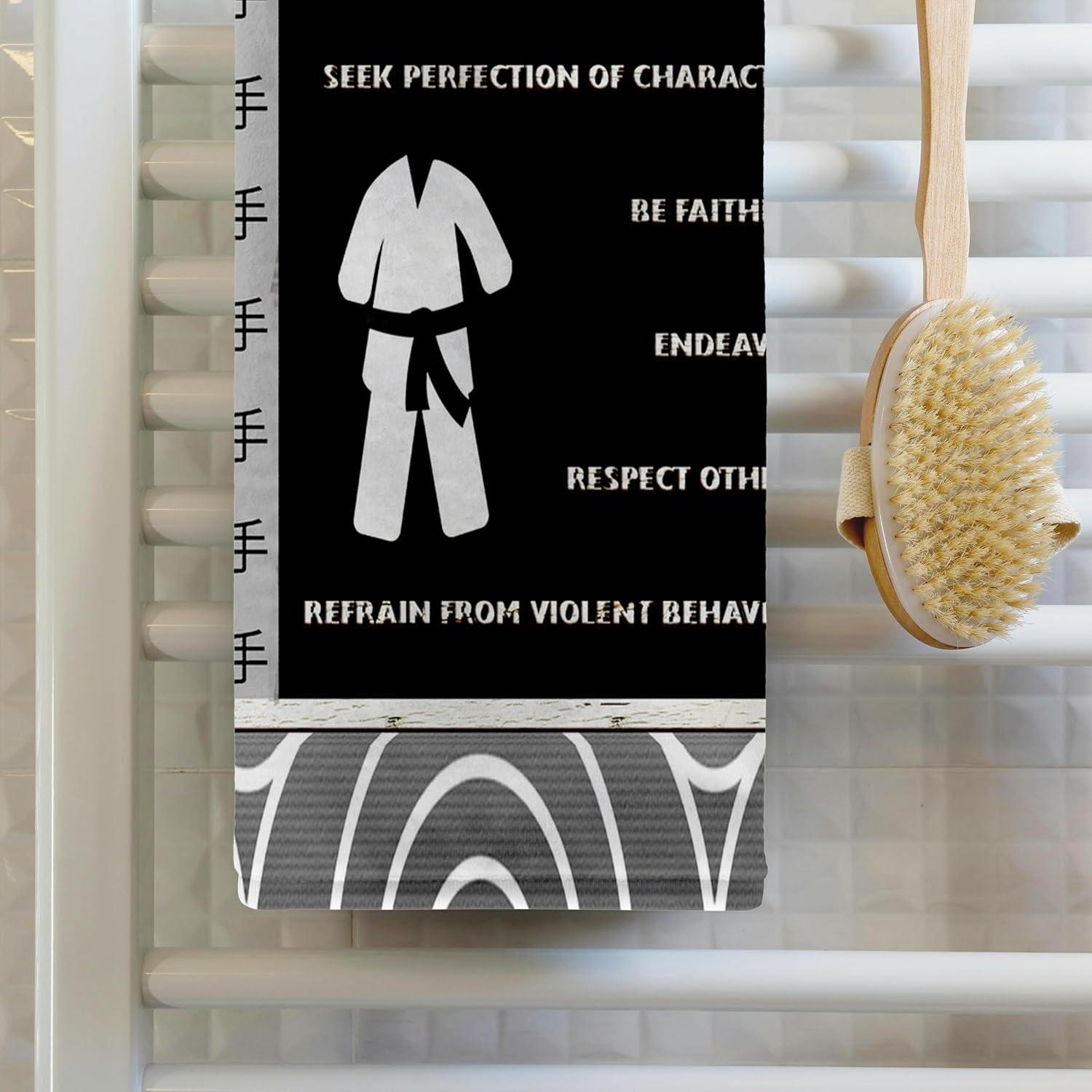 Toalla de Mano 3dRose 22x30 cm - Diseño Dojo Kun Artes Marciales