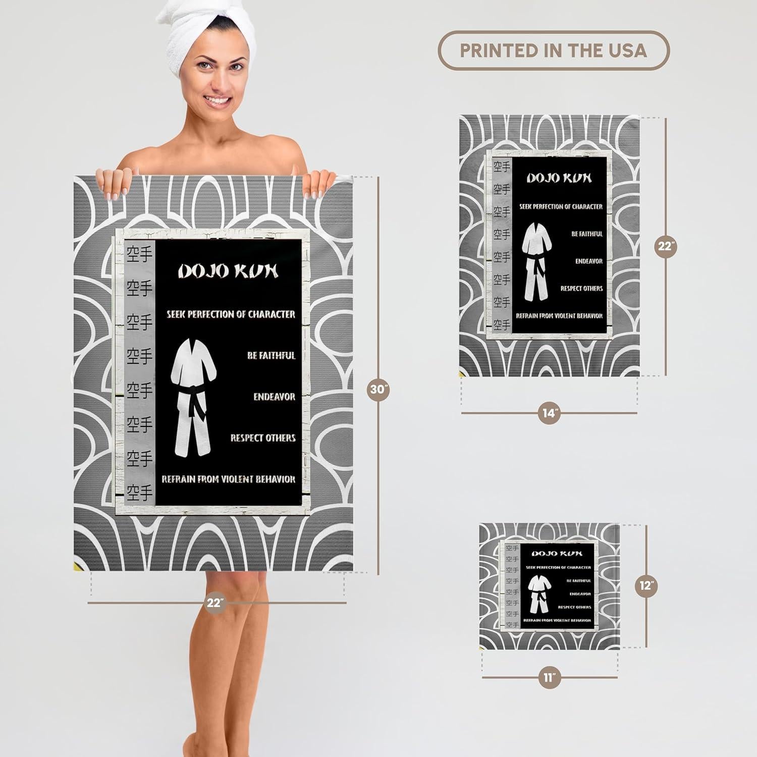 Toalla de Mano 3dRose 22x30 cm - Diseño Dojo Kun Artes Marciales