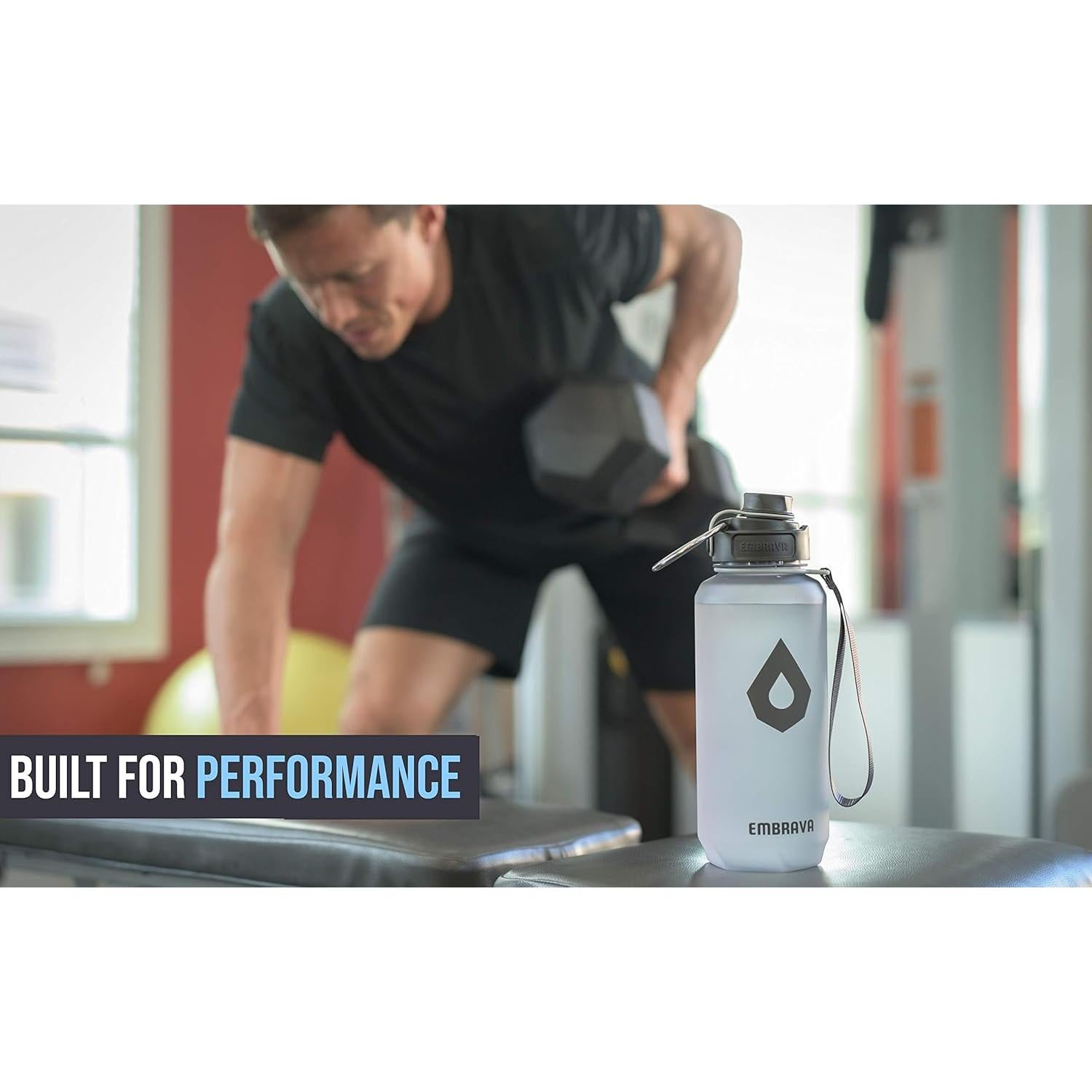 Botella de Agua Deportiva Embrava 40oz Gris Helado a Prueba de Fugas