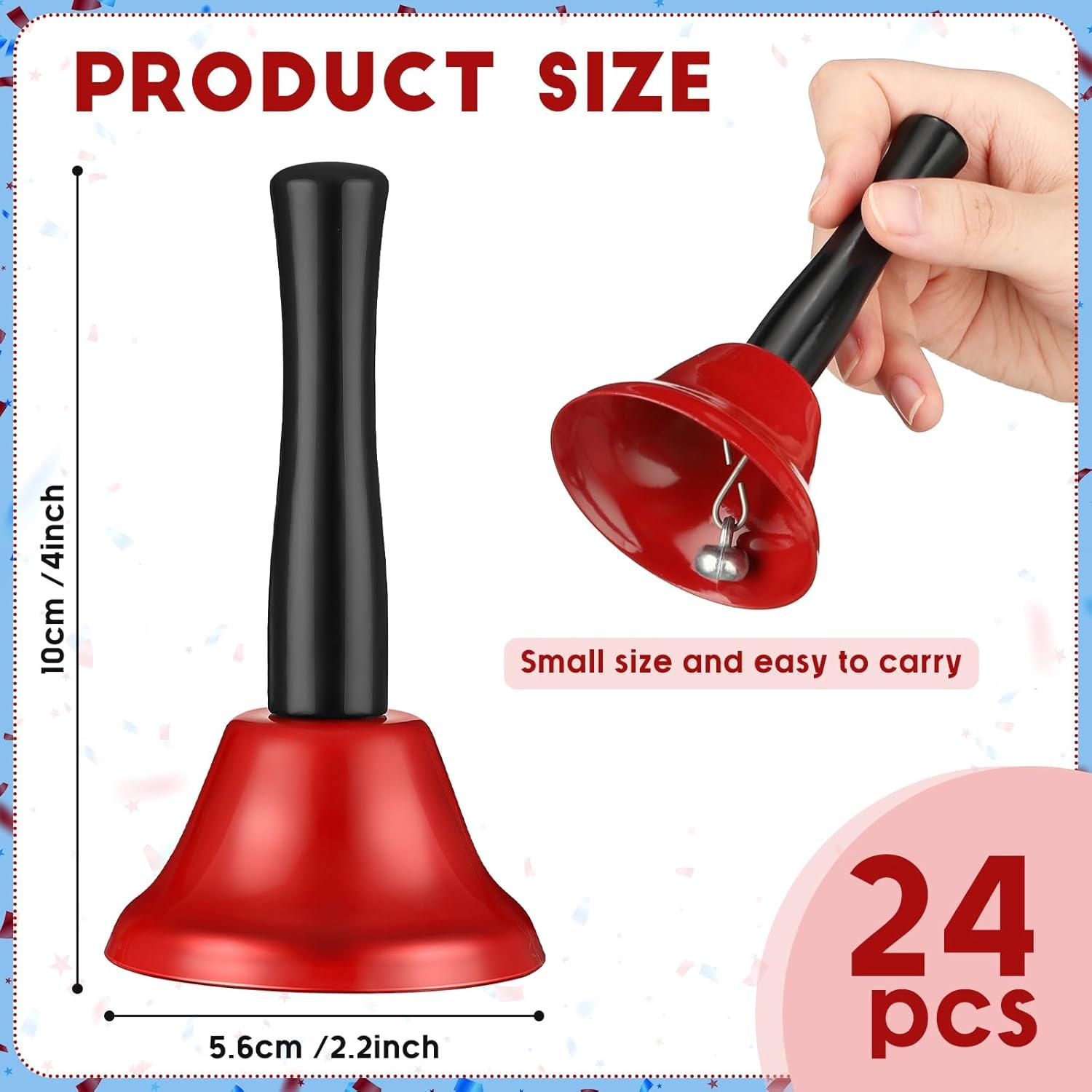 24 Campanas de Mano Rojas con Mango de Madera para Eventos