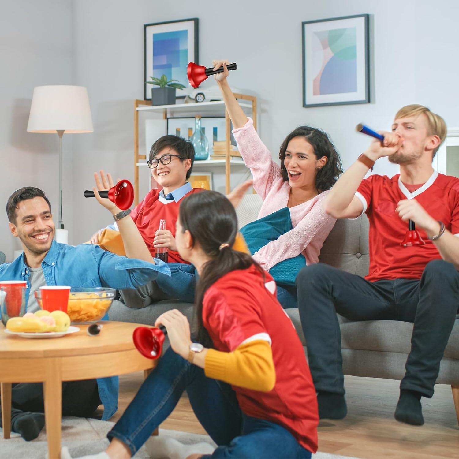 24 Campanas de Mano Rojas con Mango de Madera para Eventos